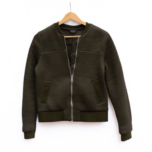 Topshop Jackets & Blazers - Topshop Camo Green Mesh Bomber Jacket Women’s US 2 Zip Pockets Lightweight New